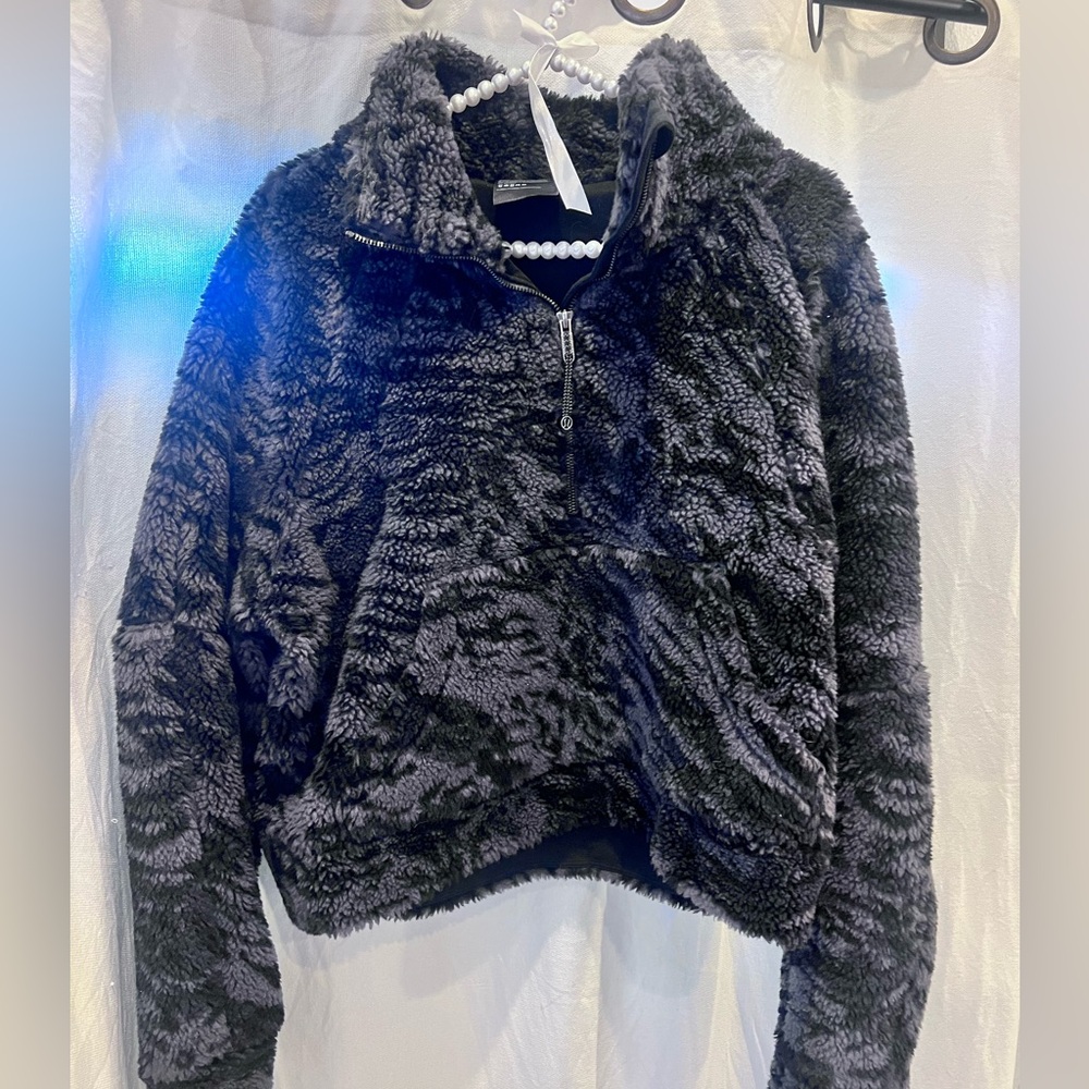 lululemon athletica Womens Oversized Fleece Sweater Dark Carbon Black Med Large - Picture 6 of 12